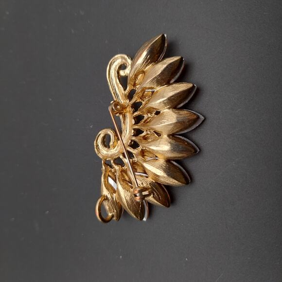 Vintage Light Topaz White Rhinestone Pendant Brooch - Picture 7 of 9